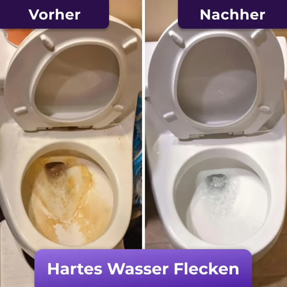 Vorher und Nachher: Hartes Wasser Flecken