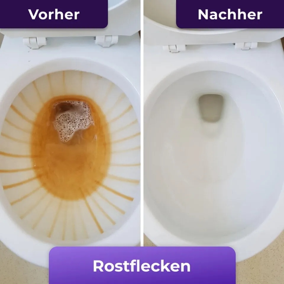 Vorher und Nachher: Rostflecken